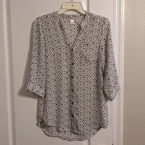 White and Black Blouse Size Small